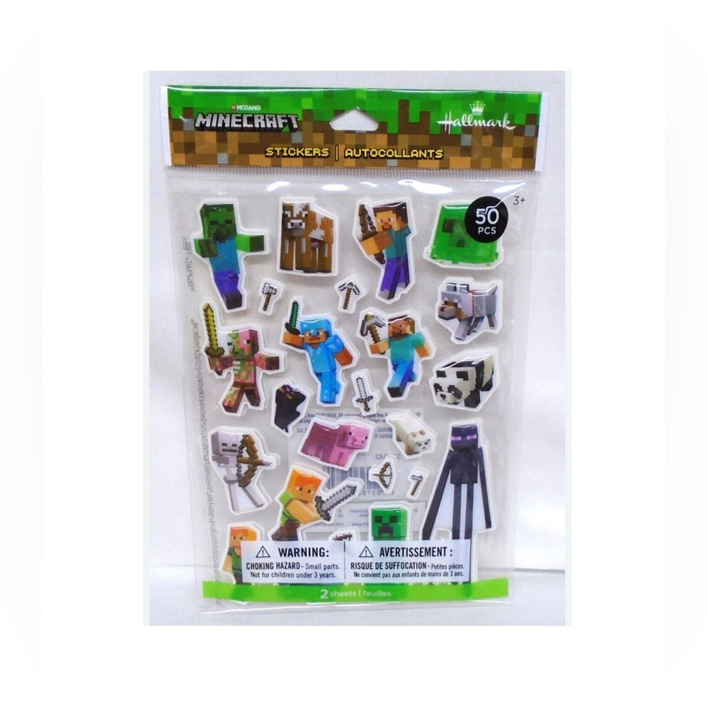 NWT 🟫🟩 MINECRAFT Hallmark Puffy Stickers Mojang